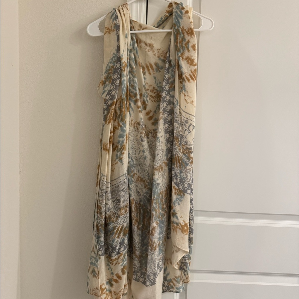 Bohemian Patterned sleeveless shawl coverup dress. One size